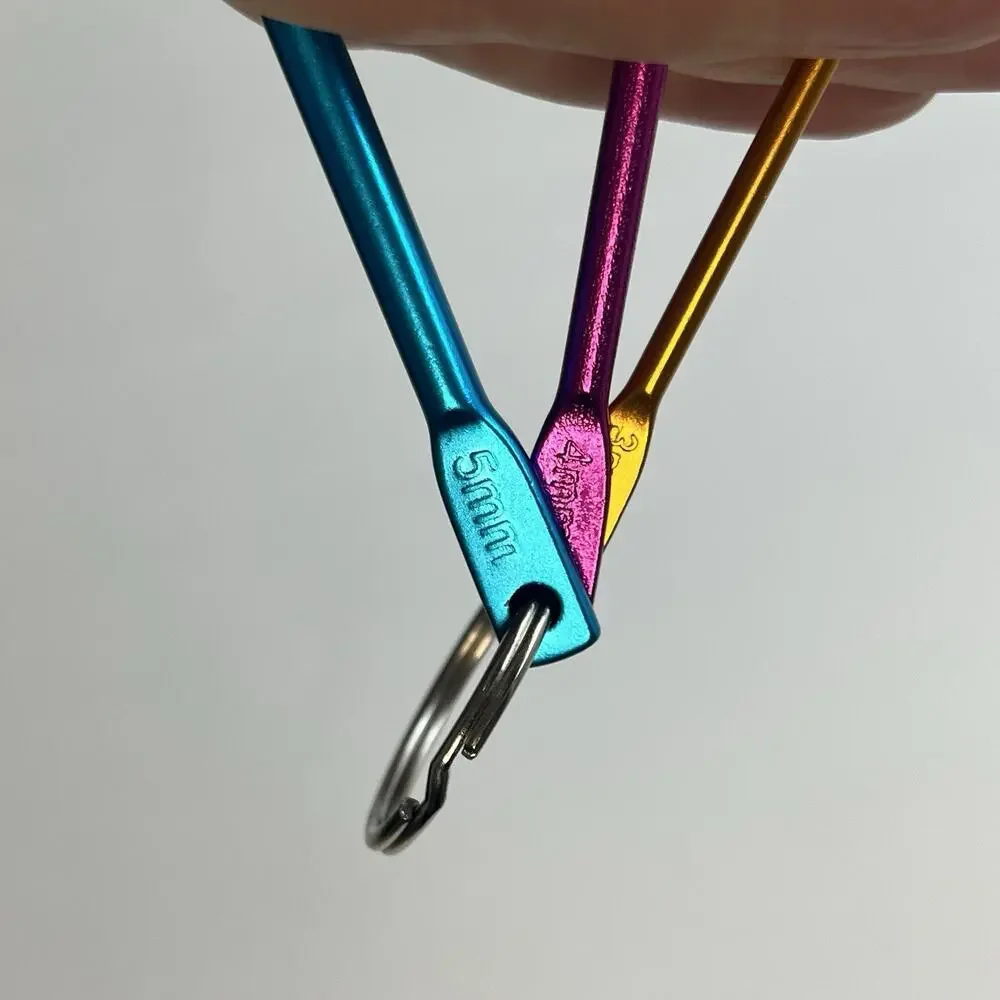 aluminum crochet hooks keychain 3‎ 4 5mm travel gift